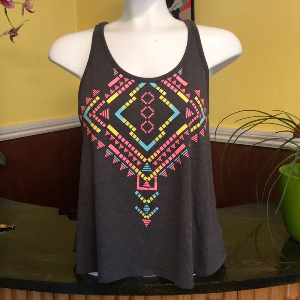 Grey, boho, Tribal print tank